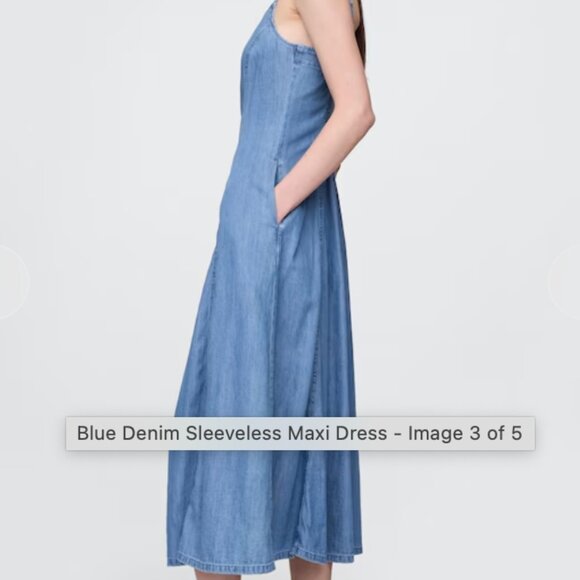 GAP Blue Denim Sleeveless Maxi Dress - Picture 3 of 5